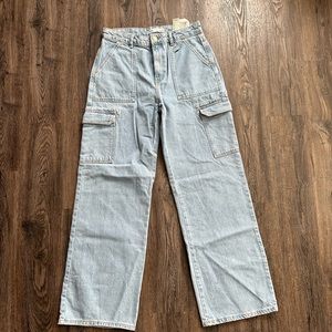 ZARA cargo wide leg jeans